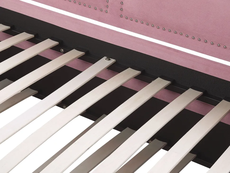 Tagesbett Ausziehbar Cord Rosa Lattenrost 90 X 200 Cm Mimizan