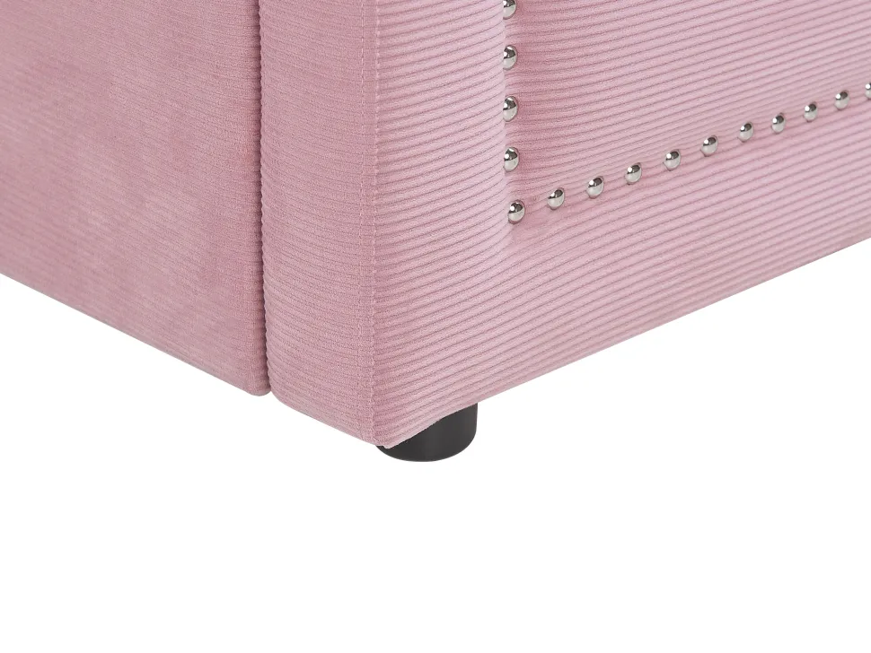 Tagesbett Ausziehbar Cord Rosa Lattenrost 90 X 200 Cm Mimizan