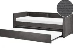 Tagesbett Ausziehbar Cord Dunkelgrau Lattenrost 90 X 200 Cm Mimizan