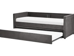 Tagesbett Ausziehbar Cord Dunkelgrau Lattenrost 90 X 200 Cm Mimizan