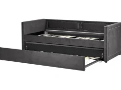 Tagesbett Ausziehbar Cord Dunkelgrau Lattenrost 90 X 200 Cm Mimizan