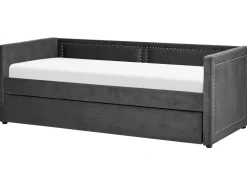 Tagesbett Ausziehbar Cord Dunkelgrau Lattenrost 90 X 200 Cm Mimizan