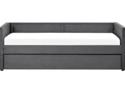 Tagesbett Ausziehbar Cord Dunkelgrau Lattenrost 90 X 200 Cm Mimizan