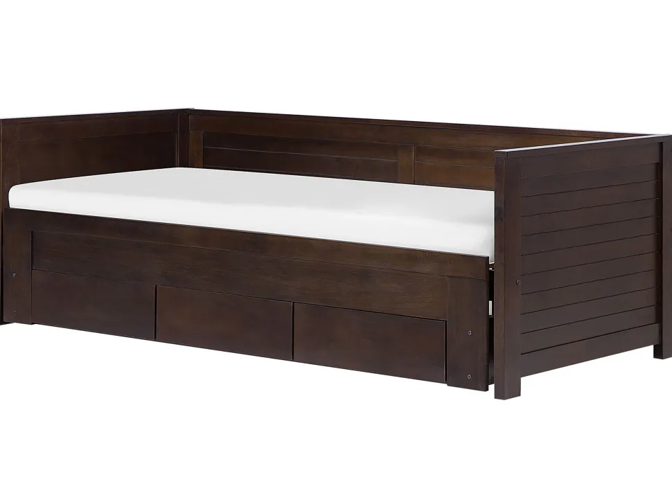 Tagesbett Ausziehbar Holz Dunkelbraun Lattenrost 90 X 200 Cm Cahors