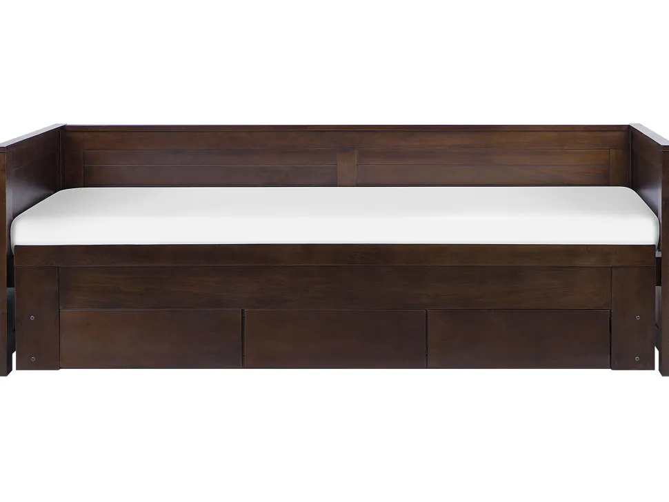 Tagesbett Ausziehbar Holz Dunkelbraun Lattenrost 90 X 200 Cm Cahors