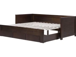 Tagesbett Ausziehbar Holz Dunkelbraun Lattenrost 90 X 200 Cm Cahors