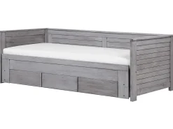 Tagesbett Ausziehbar Holz Grau Lattenrost 90 X 200 Cm Cahors