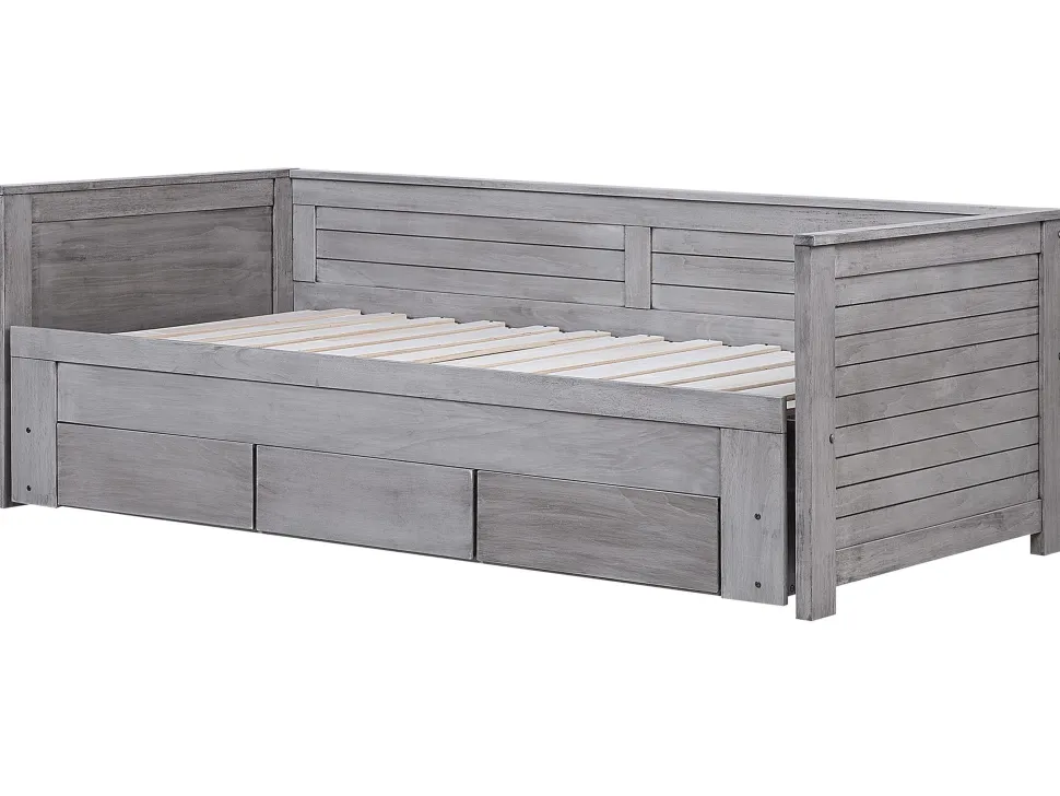 Tagesbett Ausziehbar Holz Grau Lattenrost 90 X 200 Cm Cahors