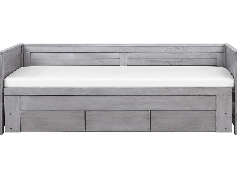 Tagesbett Ausziehbar Holz Grau Lattenrost 90 X 200 Cm Cahors