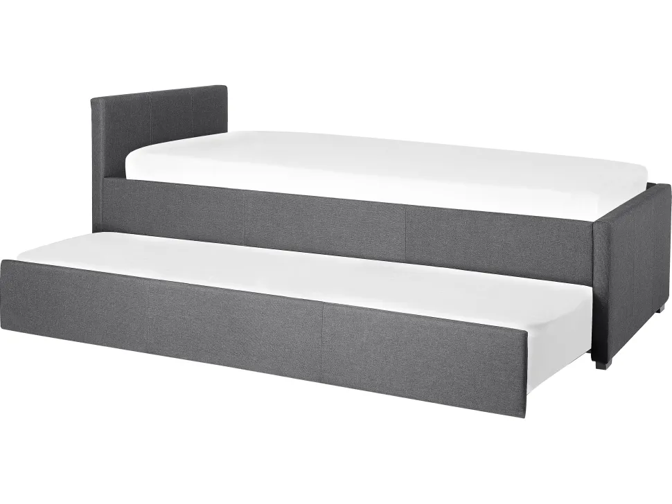 Tagesbett Ausziehbar Polsterbezug Dunkelgrau Leinenoptik Lattenrost 80 X 200 Cm Marmande