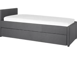 Tagesbett Ausziehbar Polsterbezug Dunkelgrau Leinenoptik Lattenrost 80 X 200 Cm Marmande