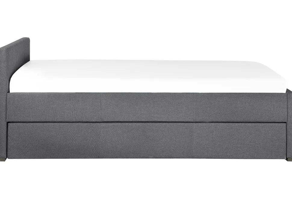 Tagesbett Ausziehbar Polsterbezug Dunkelgrau Leinenoptik Lattenrost 80 X 200 Cm Marmande