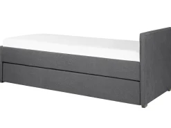 Tagesbett Ausziehbar Polsterbezug Dunkelgrau Leinenoptik Lattenrost 80 X 200 Cm Marmande