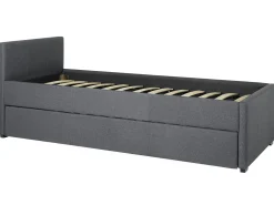 Tagesbett Ausziehbar Polsterbezug Dunkelgrau Leinenoptik Lattenrost 80 X 200 Cm Marmande