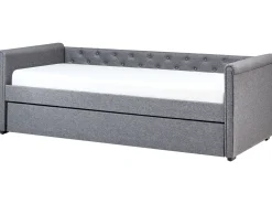 Tagesbett Ausziehbar Polsterbezug Dunkelgrau Leinenoptik Lattenrost 90 X 200 Cm Libourne
