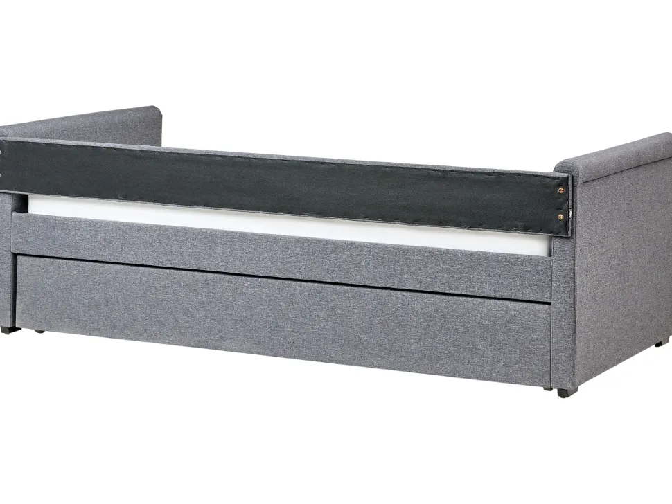 Tagesbett Ausziehbar Polsterbezug Dunkelgrau Leinenoptik Lattenrost 90 X 200 Cm Libourne
