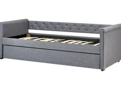 Tagesbett Ausziehbar Polsterbezug Dunkelgrau Leinenoptik Lattenrost 90 X 200 Cm Libourne