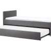 Tagesbett Ausziehbar Polsterbezug Dunkelgrau Leinenoptik Lattenrost 90 X 200 Cm Marmande
