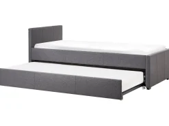 Tagesbett Ausziehbar Polsterbezug Dunkelgrau Leinenoptik Lattenrost 90 X 200 Cm Marmande
