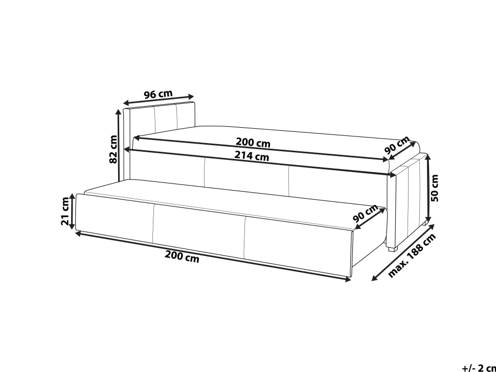Tagesbett Ausziehbar Polsterbezug Dunkelgrau Leinenoptik Lattenrost 90 X 200 Cm Marmande