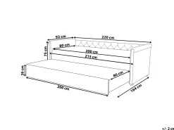 Tagesbett Ausziehbar Polsterbezug Beige Leinenoptik Lattenrost 80 X 200 Cm Libourne