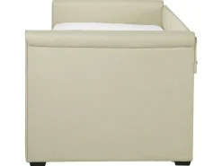 Tagesbett Ausziehbar Polsterbezug Beige Leinenoptik Lattenrost 80 X 200 Cm Libourne