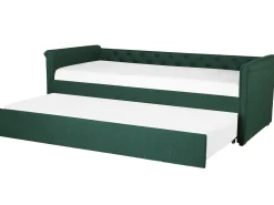Tagesbett Ausziehbar Polsterbezug Dunkelgrun Leinenoptik Lattenrost 80 X 200 Cm Libourne