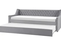 Tagesbett Ausziehbar Samtstoff Grau Lattenrost 90 X 200 Cm Montargis