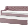 Tagesbett Ausziehbar Samtstoff Rosa Lattenrost 90 X 200 Cm Montargis
