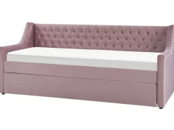 Tagesbett Ausziehbar Samtstoff Rosa Lattenrost 90 X 200 Cm Montargis