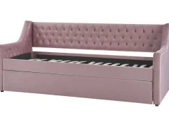 Tagesbett Ausziehbar Samtstoff Rosa Lattenrost 90 X 200 Cm Montargis