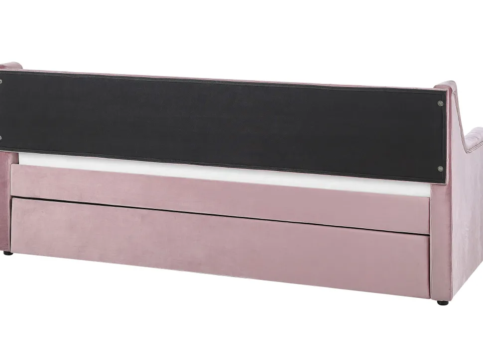 Tagesbett Ausziehbar Samtstoff Rosa Lattenrost 90 X 200 Cm Montargis