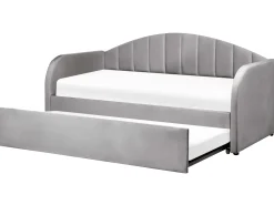 Tagesbett Ausziehbar Samtstoff Hellgrau 90 X 200 Cm Eyburie