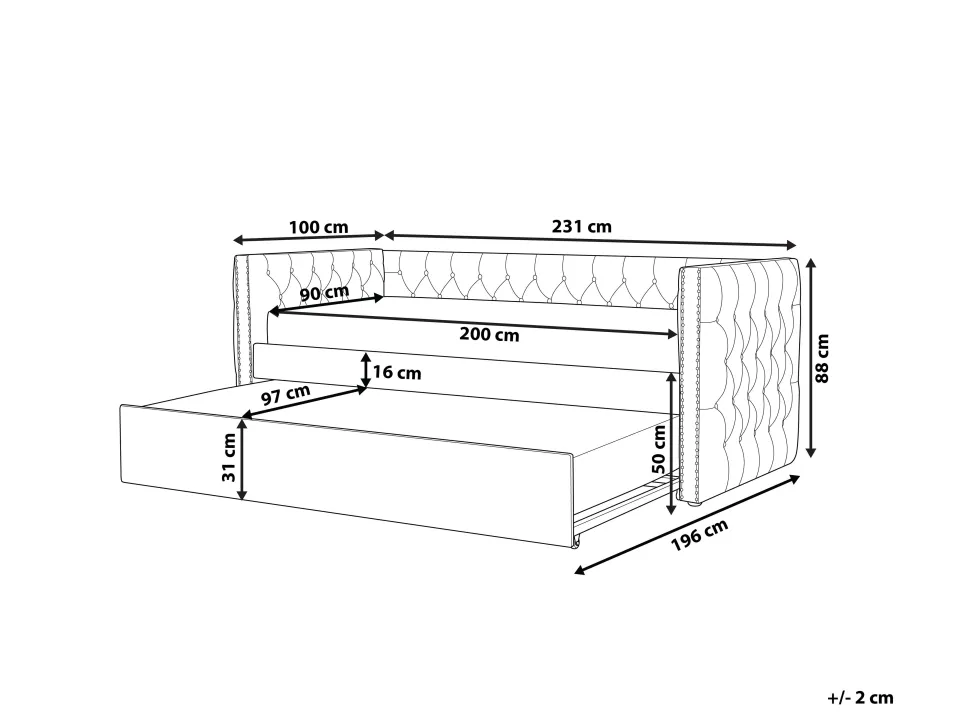 Tagesbett Ausziehbar Samtstoff Grun Lattenrost 90 X 200 Cm Gassin