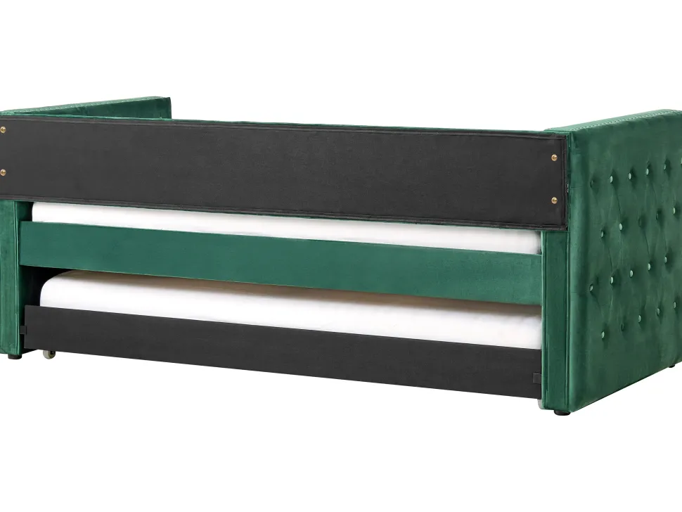 Tagesbett Ausziehbar Samtstoff Grun Lattenrost 90 X 200 Cm Gassin