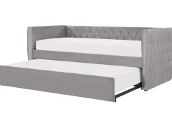 Tagesbett Ausziehbar Samtstoff Grau Lattenrost 90 X 200 Cm Gassin