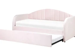 Tagesbett Ausziehbar Samtstoff Pastellrosa 90 X 200 Cm Eyburie