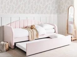 Tagesbett Ausziehbar Samtstoff Pastellrosa 90 X 200 Cm Eyburie