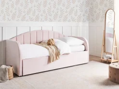 Tagesbett Ausziehbar Samtstoff Pastellrosa 90 X 200 Cm Eyburie