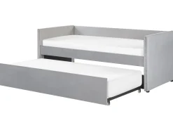 Tagesbett Ausziehbar Samtstoff Hellgrau Lattenrost 90 X 200 Cm Troyes