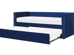Tagesbett Ausziehbar Samtstoff Marineblau Lattenrost 90 X 200 Cm Gassin