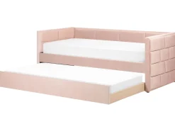Tagesbett Ausziehbar Samtstoff Pastellrosa Lattenrost 90 X 200 Cm Chavonne