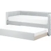 Tagesbett Ausziehbar Samtstoff Hellgrau Lattenrost 90 X 200 Cm Chavonne