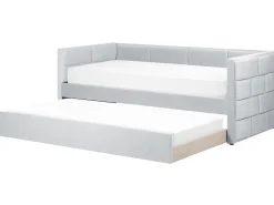 Tagesbett Ausziehbar Samtstoff Hellgrau Lattenrost 90 X 200 Cm Chavonne