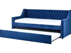 Tagesbett Ausziehbar Samtstoff Marineblau Lattenrost 90 X 200 Cm Montargis