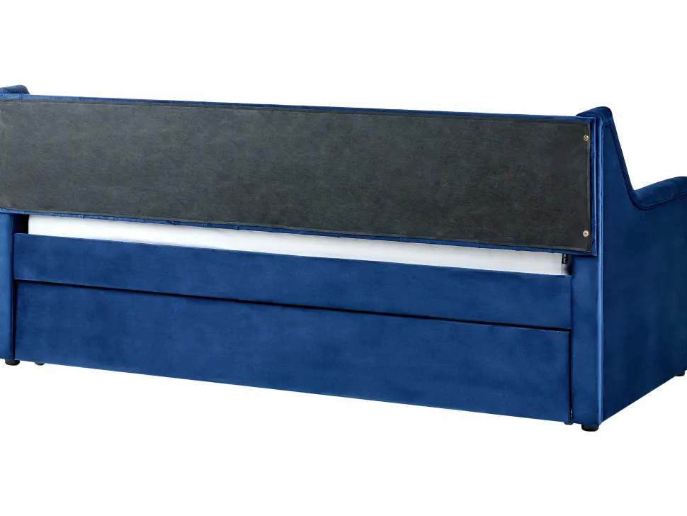 Tagesbett Ausziehbar Samtstoff Marineblau Lattenrost 90 X 200 Cm Montargis