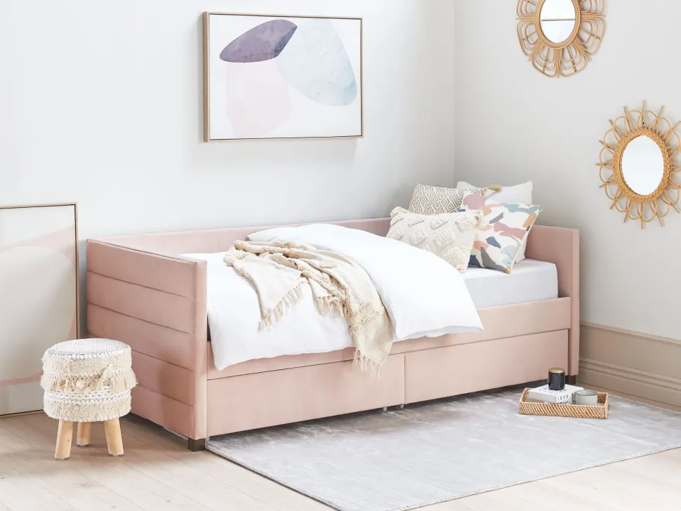 Tagesbett Samtstoff Pastellrosa Mit Bettkasten 90 X 200 Cm Marray