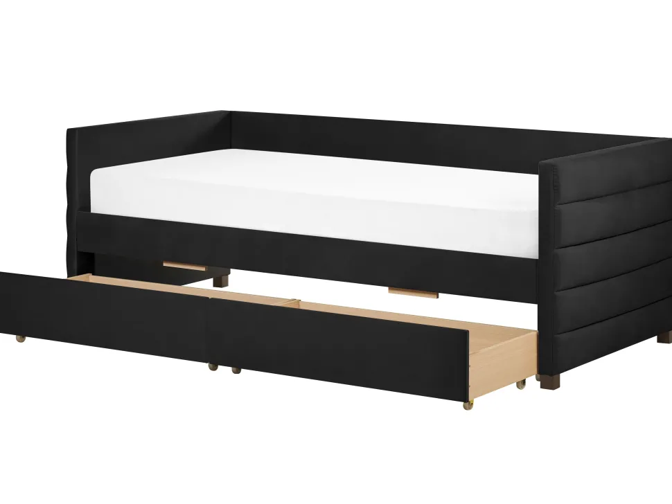 Tagesbett Samtstoff Schwarz Mit Bettkasten 90 X 200 Cm Marray