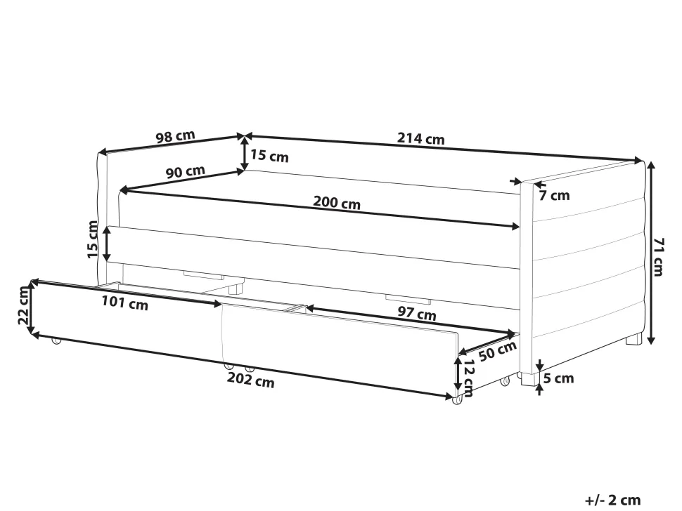 Tagesbett Samtstoff Schwarz Mit Bettkasten 90 X 200 Cm Marray