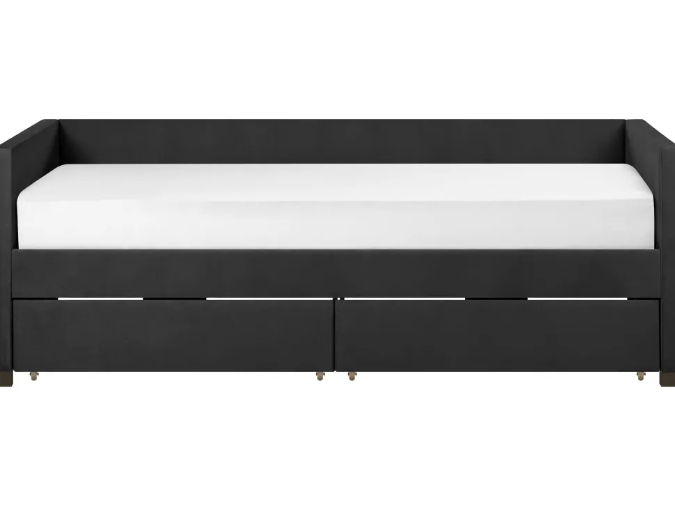 Tagesbett Samtstoff Schwarz Mit Bettkasten 90 X 200 Cm Marray